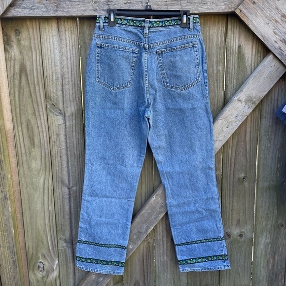 NYC Design Company Boho Vintage Embroidered 80s 90s High Waisted Straight Jeans - Picture 5 of 7